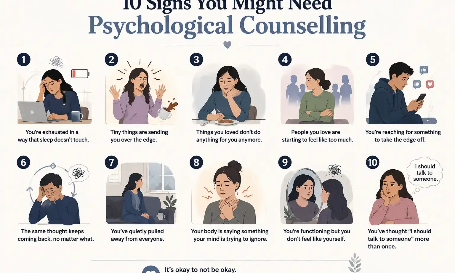 10 Signs You Should Consider Psychological Counselling Instead of Ignoring Your Emotions
